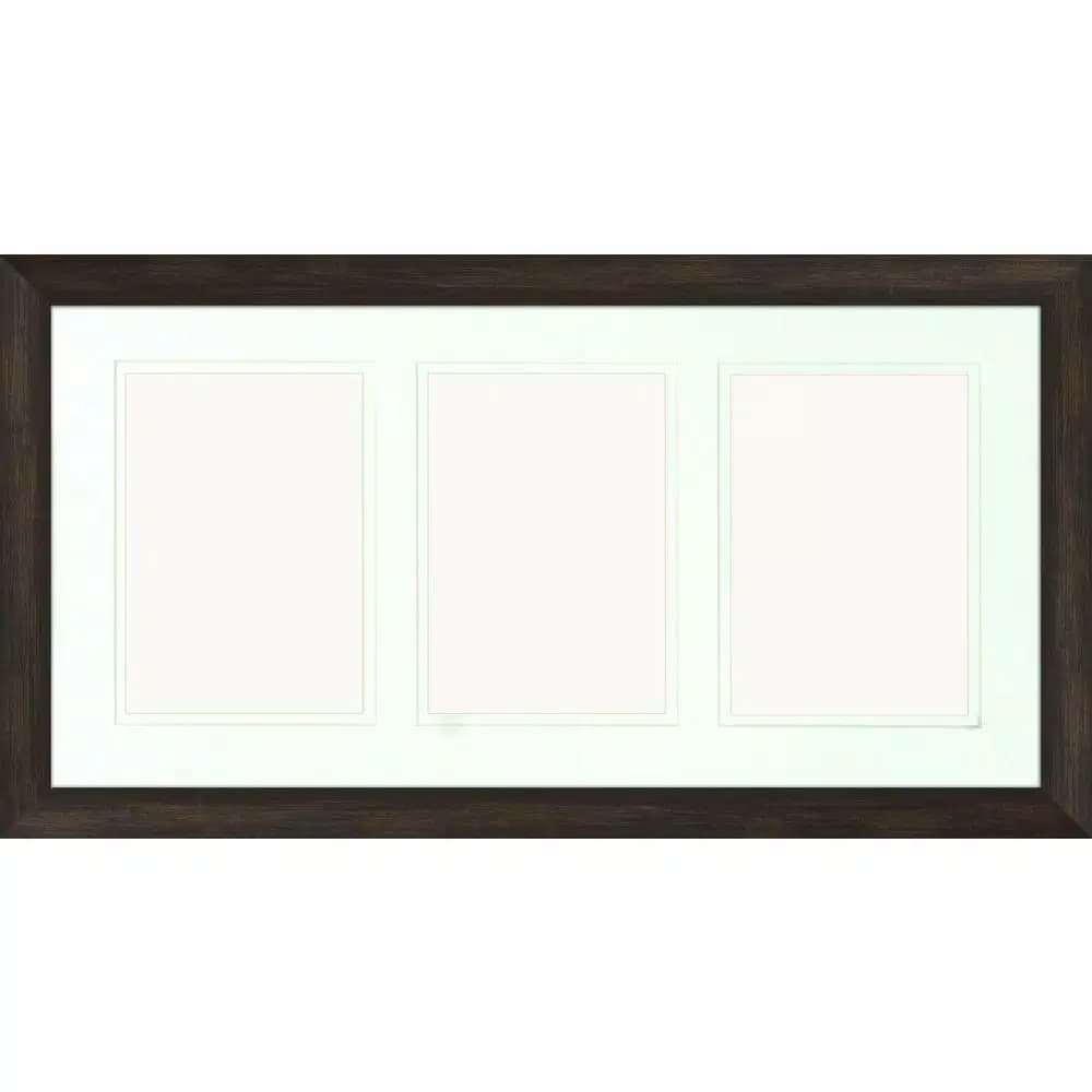 PTM Images Brown 3-Window Collage Photo Frame Set, Holds (3) 5x7 in. Photos, Set of 2