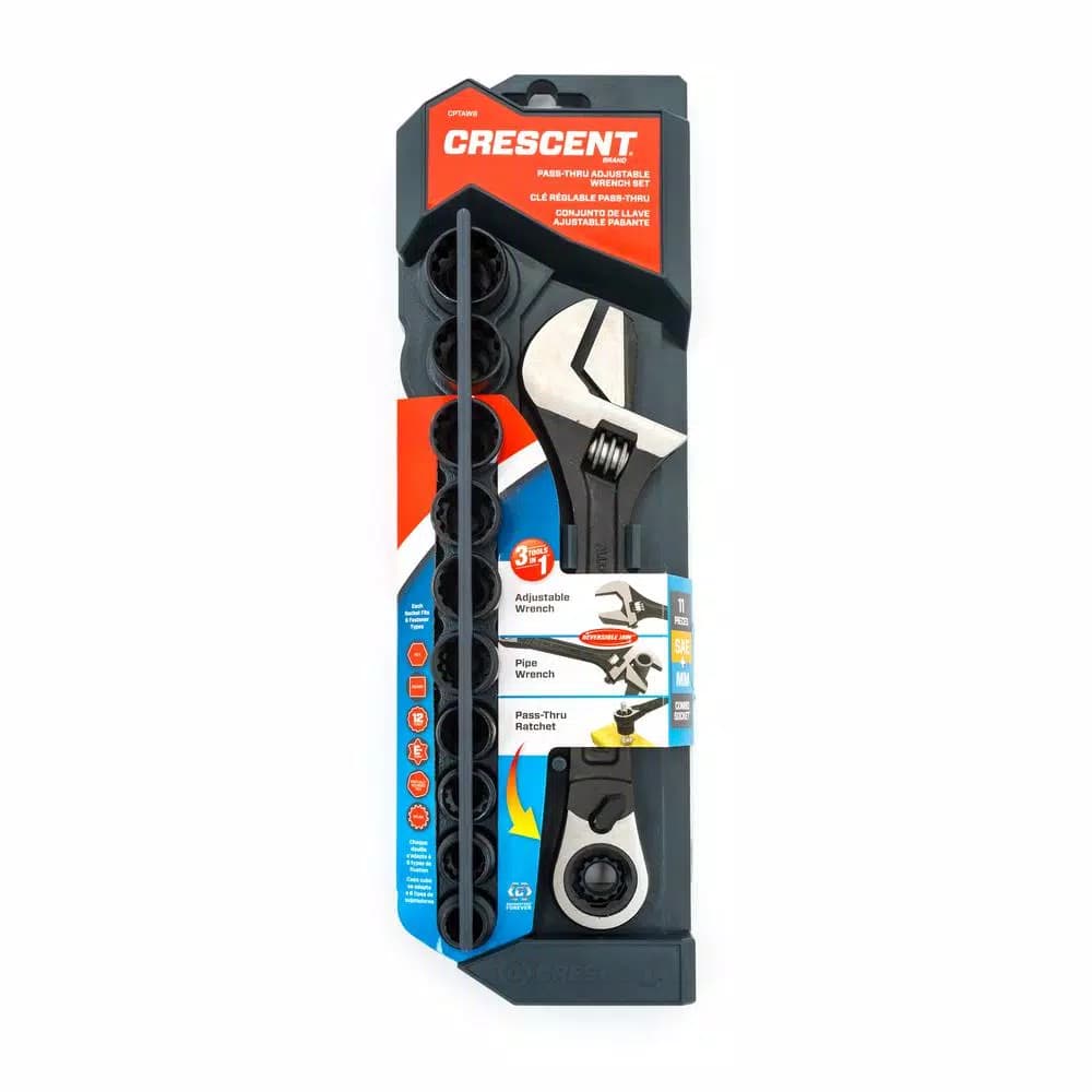 Crescent 11-Piece 3/8 in. Drive Pass-Thru Adjustable Wrench Set with Universal Sockets
