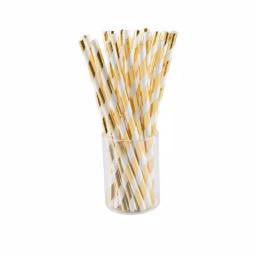 Sugar Plum Party SugarPum Boho Collection 50-Piece Glam Gold and White Assorted Disposable Paper Straws thumbnail 1