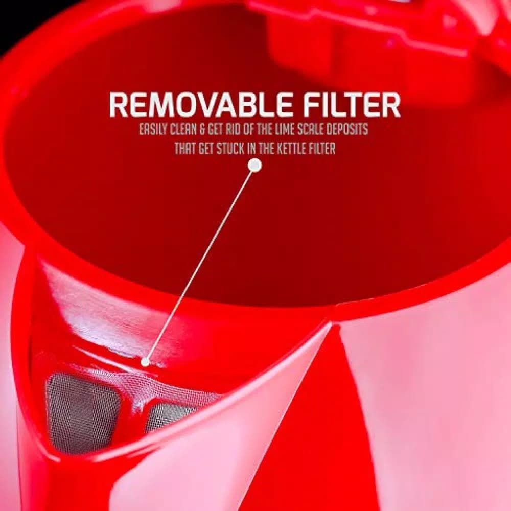 Ovente KP72R 1.7L Electric Kettle, 1100W Fast Boiling Water Kettle with Auto Shut-Off, Red