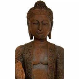 Oriental Furniture 21 in. Semui-in Buddha Statue - Rust Patina Resin Sculpture thumbnail 3