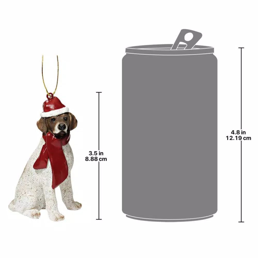 Design Toscano Pointer Dog Holiday Ornament Sculpture, Hand-Painted Resin