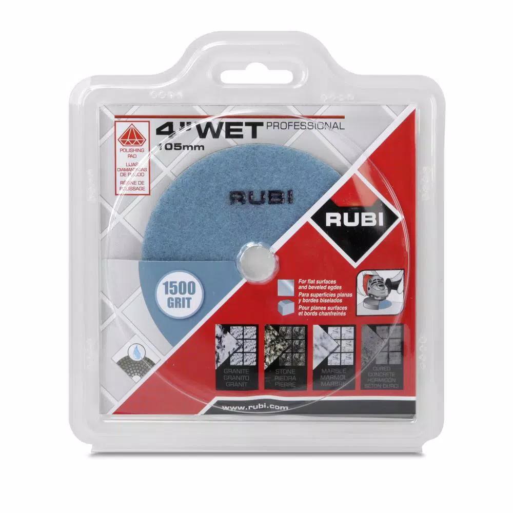 Rubi 4 in. 1500 Grit Resin Wet Polishing Pad for Engineered Stone, Marble, and Granite