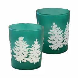 LUMABASE LED Wax Candle in Green Pine Glass, Set of 2 thumbnail 1