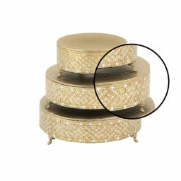 LITTON LANE Gold Iron and Glass Mosaic Round Cake Stand Set of 3 thumbnail 4