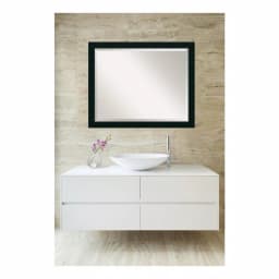 Amanti Art Nero 31.25 in. W x 25.25 in. H Rectangular Framed Bathroom Vanity Mirror, Satin Black thumbnail 5