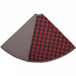 VHC Brands 48 in. Andes Charcoal Grey and Red Buffalo Check Rustic Cotton Christmas Tree Skirt thumbnail 3