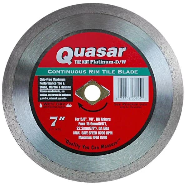 Quasar Tile Kut Platinum 7 in. Continuous Rim Diamond Blade for Tile, Stone, Marble & Granite