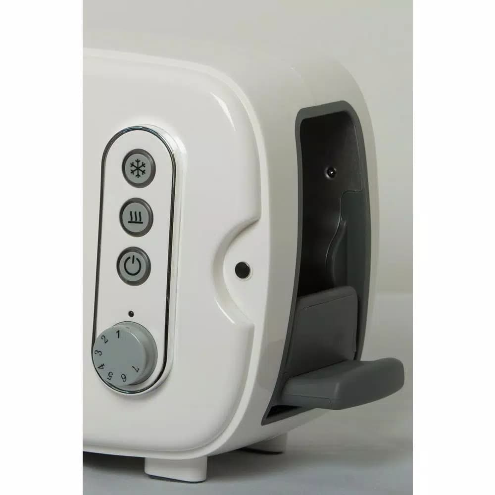 BergHOFF Seren 3-Slice White Wide Slot Toaster with Crumb Tray and Side Loading Design