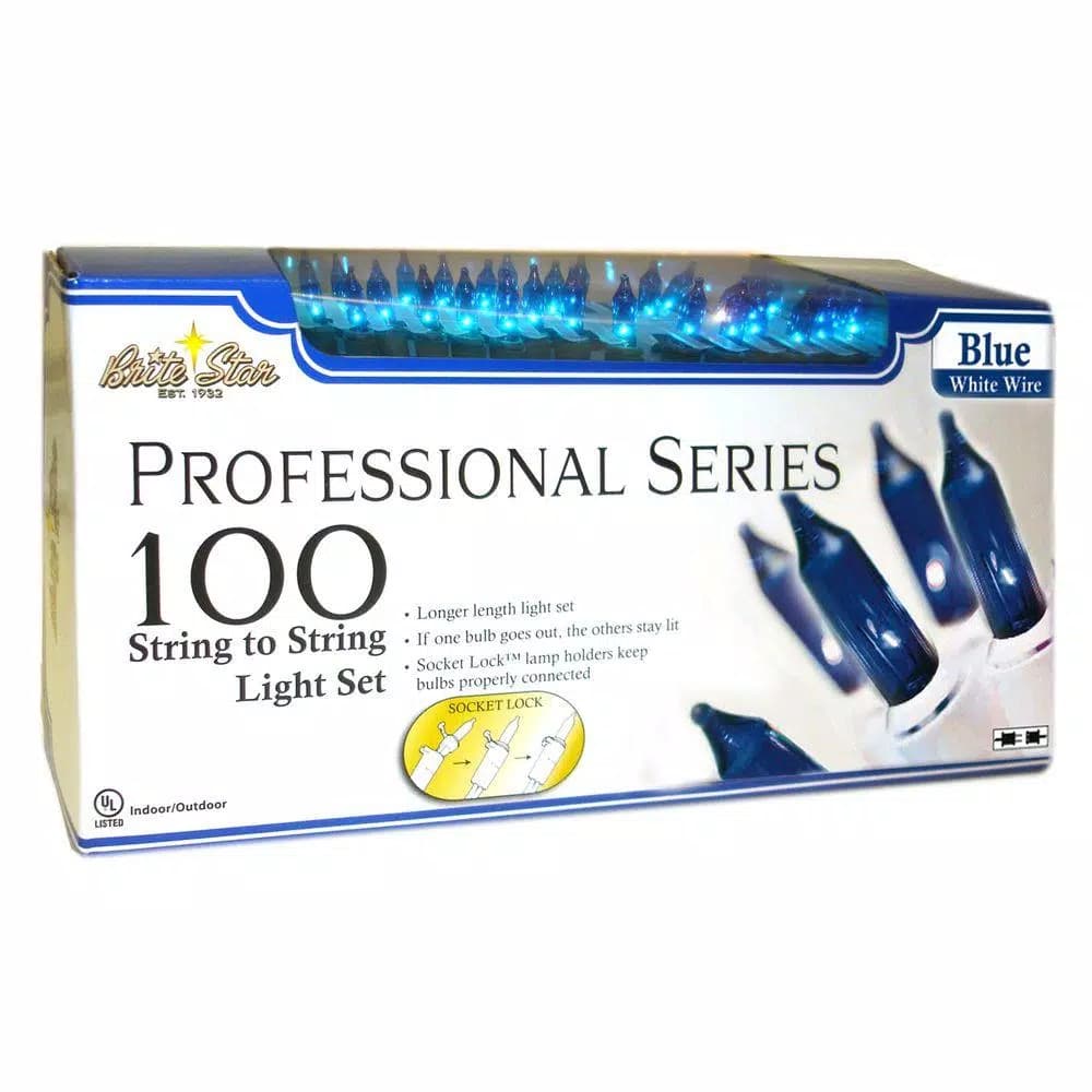 Unbranded Brite Star Professional Series 100-Light Blue Mini String Lights with White Wire (Set of 2)