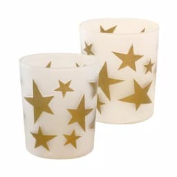 LUMABASE Gold Stars Battery Operated LED Candles with Frosted Glass, 2-Count thumbnail 1
