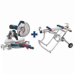 Bosch 12 in. 15 Amp Dual-Bevel Sliding Glide Miter Saw Combo Kit with T4B Gravity-Rise Stand thumbnail 1