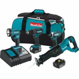 Makita 18V LXT Lithium-Ion Cordless 4-Piece Combo Kit with 3.0 Ah Batteries & Rapid Optimum Charger thumbnail 1