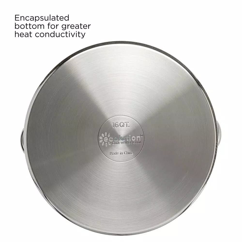 Ecolution Pure Intentions 16 Qt. Stainless Steel Stock Pot with Glass Lid