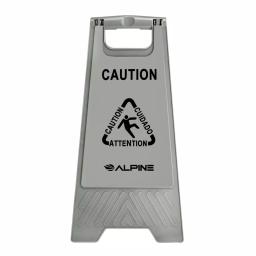 Alpine Industries 24 in. Gray Bilingual Wet Floor Sign, Two-Sided A-Frame Safety Sign thumbnail 2