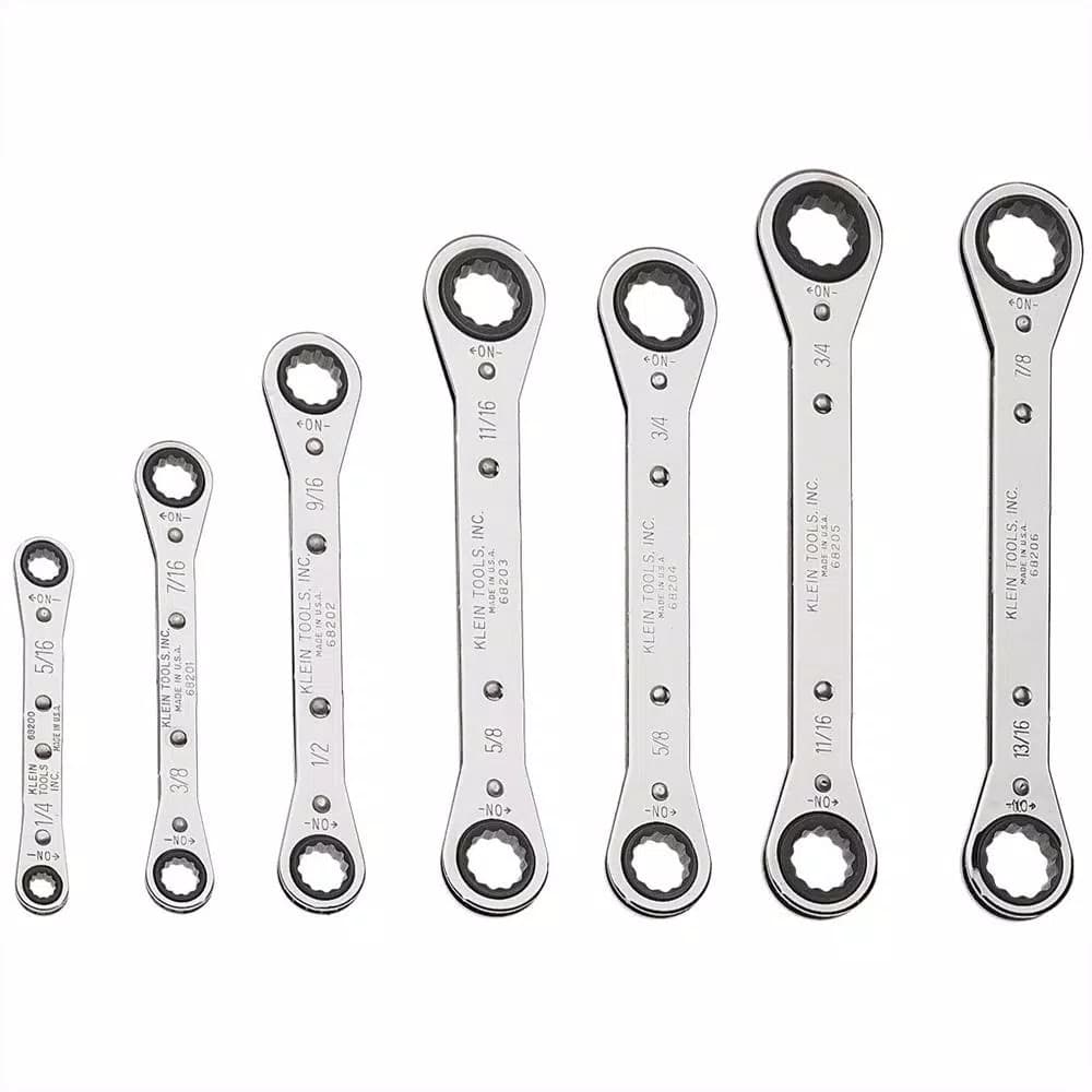 Klein Tools 7-Piece Ratcheting Box Wrench Set, SAE, Carbon Steel