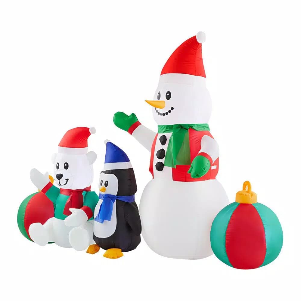 Home Accents Holiday Airblown Inflatables 6.5 ft LED Snowman, Polar Bear, and Penguin Christmas Inflatable