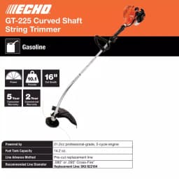 ECHO GT-225 21.2 cc Gas 2-Stroke Curved Shaft String Trimmer thumbnail 3