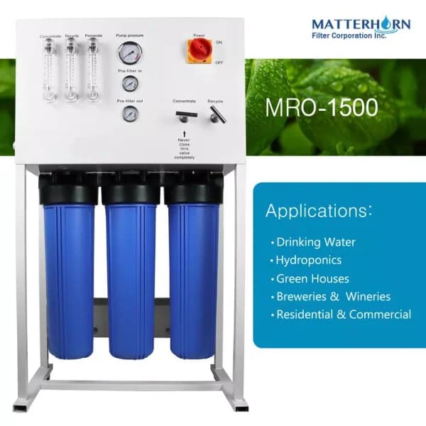 Matterhorn 1,500 GPD Commercial Reverse Osmosis System for Drinking Water & Hydroponics
