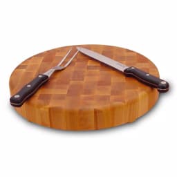 Catskill Craftsmen 14 in. Round End Grain Yellow-Birch Hardwood Cutting Board with Feet thumbnail 2