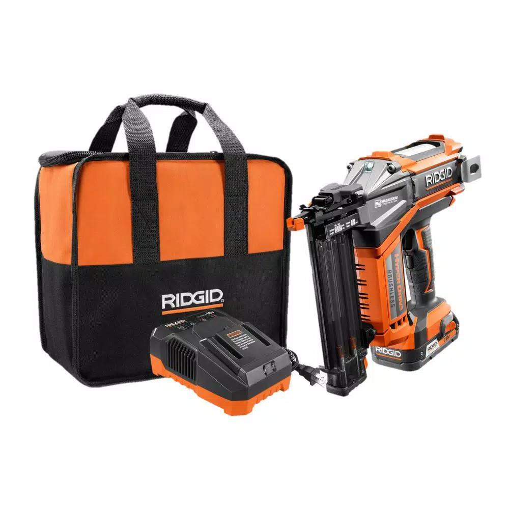 RIDGID 18V Brushless HYPERDRIVE 18-Gauge 2-1/8 in. Cordless Brad Nailer Kit