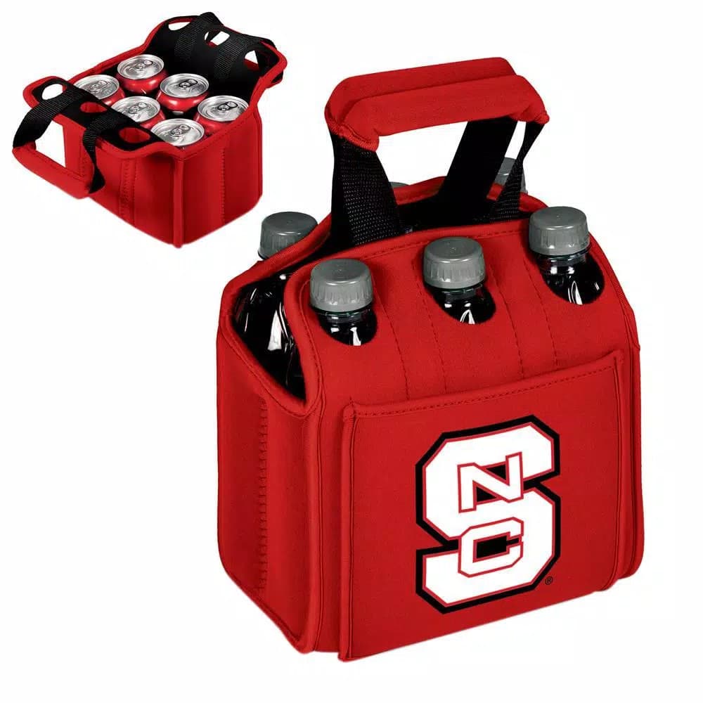 Picnic Time North Carolina State University Wolfpack 6-Bottle Insulated Neoprene Beverage Carrier - Red
