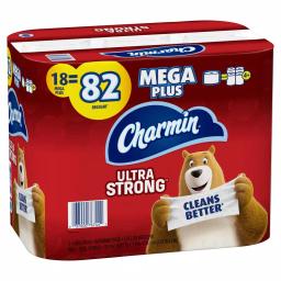 Charmin Ultra Strong Toilet Paper, 18 Mega Plus Rolls, 2-Ply White thumbnail 2