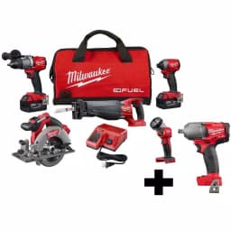 Milwaukee M18 FUEL 18V Lithium-Ion Brushless 5-Tool Combo Kit with Bonus Mid-Torque Impact Wrench thumbnail 1
