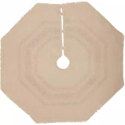 VHC Brands 48 in. Red Vintage Burlap Stripe Farmhouse Christmas Tree Skirt thumbnail 2