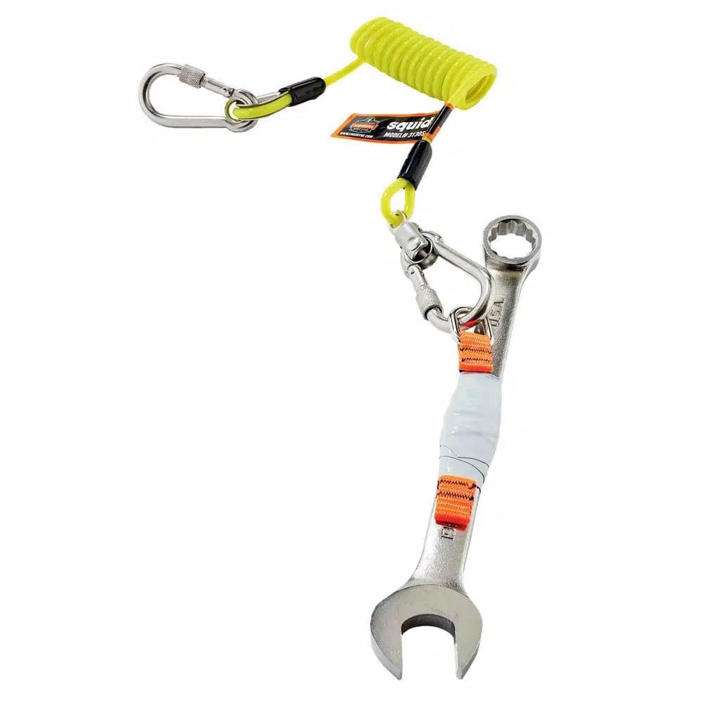 Ergodyne Squids 3180 Tool Tethering Kit with Coil Lanyard, Self-Adhering Tape, and 6 Web Tool Tails