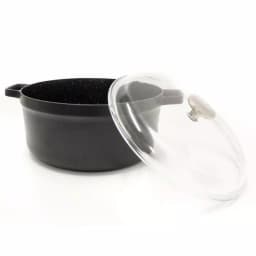 BergHOFF GEM 7.7 qt. Cast Aluminum Nonstick Stock Pot with Glass Lid, Black thumbnail 4