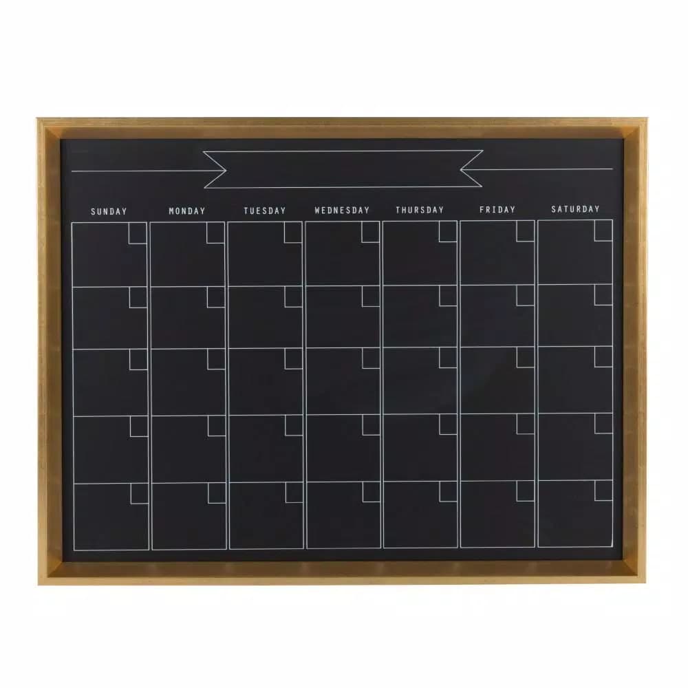 DesignOvation Calter Magnetic Chalkboard Monthly Calendar Memo Board - Modern Framed Wall Organizer