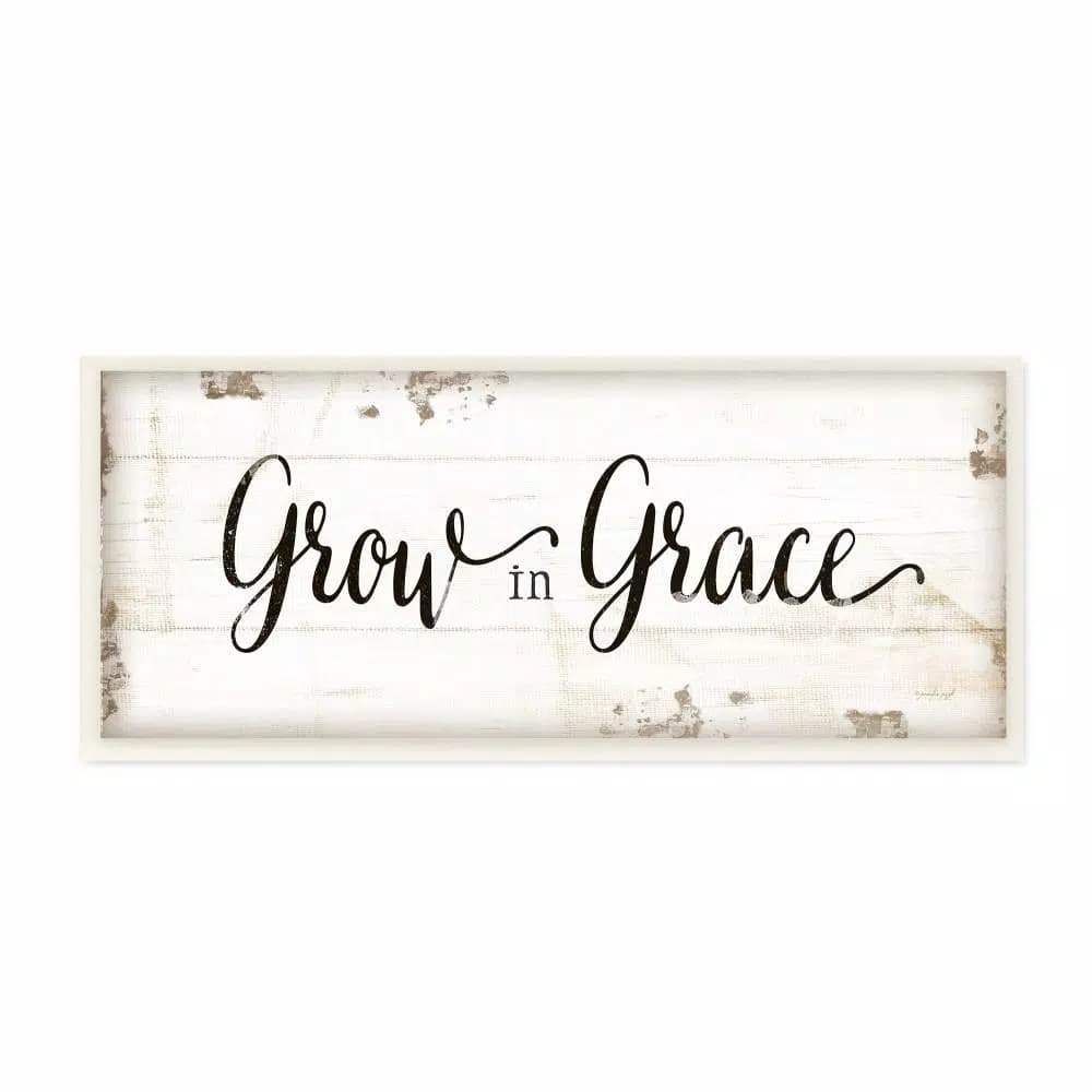 Stupell Industries Grow In Grace Cursive Typography 7 in. x 17 in. Printed Wood Wall Art