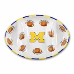 Magnolia Lane Michigan Ceramic Football Tailgating Serving Platter, 3-Section Divided Tray thumbnail 1