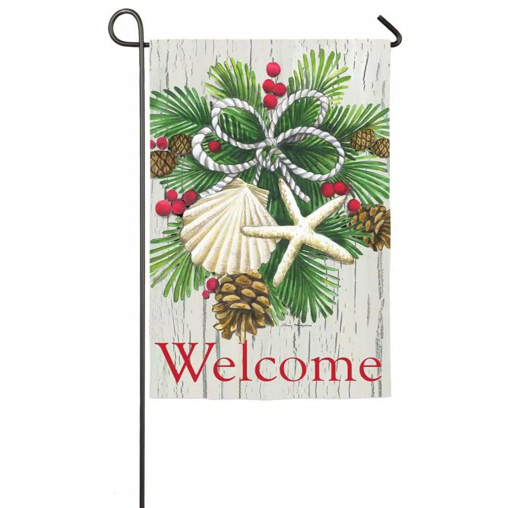 Evergreen Elena Vladykina Coastal Christmas Garden Flag, 18 x 12.5 in. Double-Sided Suede Polyester