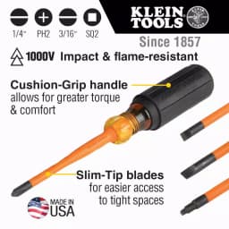 Klein Tools 4-Piece Slim-Tip Insulated Screwdriver Set, 1000V Rated thumbnail 2