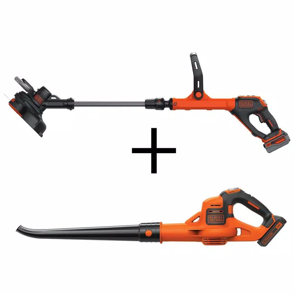 BLACK+DECKER 20V MAX Cordless String Trimmer & Edger Kit with (2) Batteries, Charger, and Bonus Leaf Sweeper