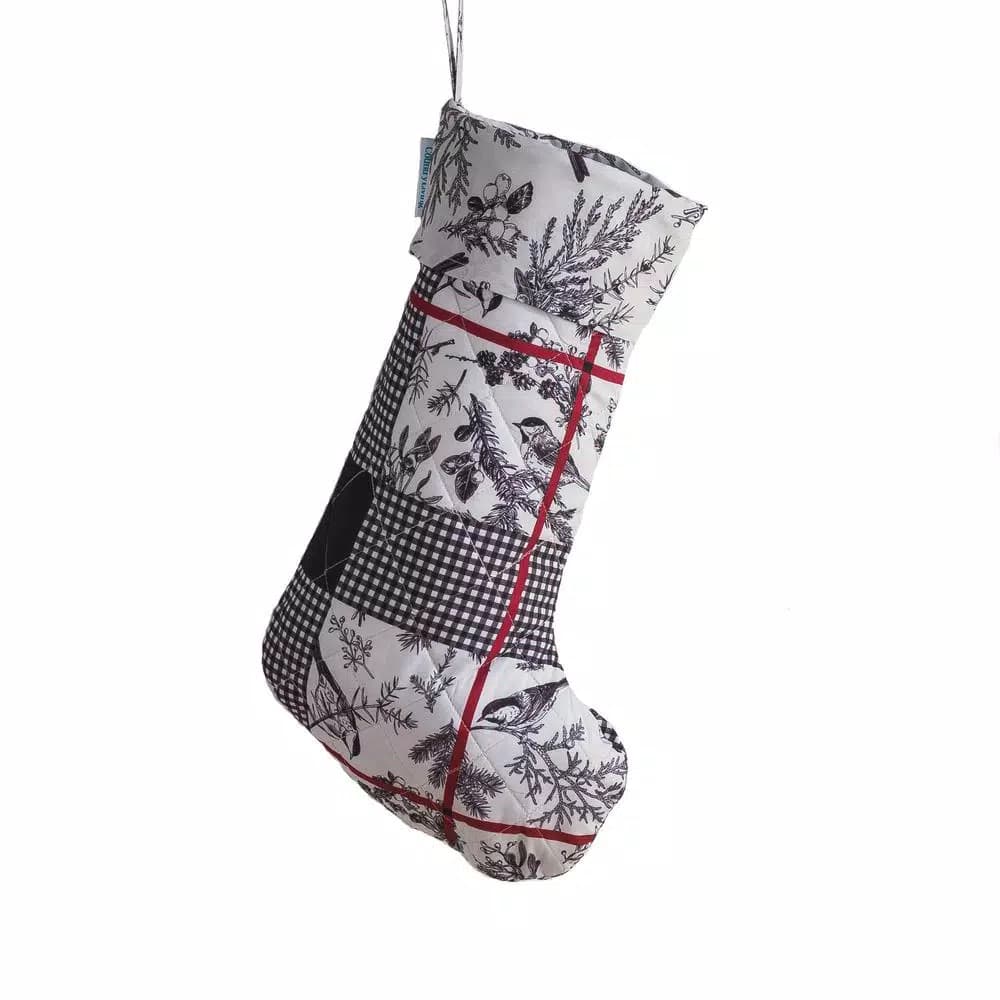 Country Living Faith 17.5 in. Reversible Christmas Stocking - Black, Ivory, and Red Microfiber