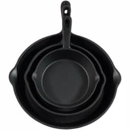 Sunnydaze Decor 3-Piece Cast Iron Skillet Set, Pre-Seasoned Black Cookware thumbnail 3