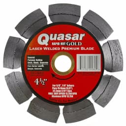 Quasar Rapid Kut Gold 4-1/2 in. Segmented Diamond Blade for Concrete, Brick, and Block thumbnail 1