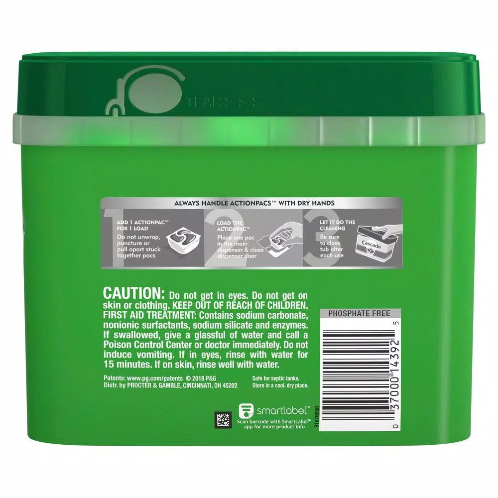 Cascade ActionPacs Dishwasher Detergent with Dawn, Fresh Scent (60-Count)