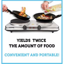 Courant 1700W Double Burner Electric Hot Plate with Stainless Steel Design and Dual Temperature Controls thumbnail 2