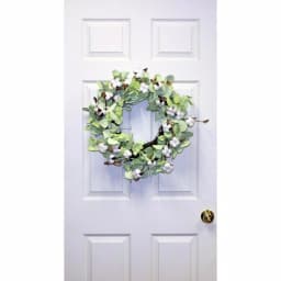 Worth Imports 24 in. Cotton and Seed Pod Wreath with Pale Green Leaves on Natural Twig Base thumbnail 2