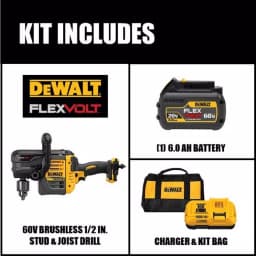 DEWALT FLEXVOLT 60V MAX Brushless 1/2 in. Stud & Joist Drill with E-Clutch and 6.0Ah Battery thumbnail 2