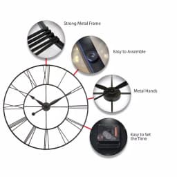 Infinity Instruments Skyscraper XXL 45 in. Oversized Round Wall Clock - Black Metal thumbnail 2