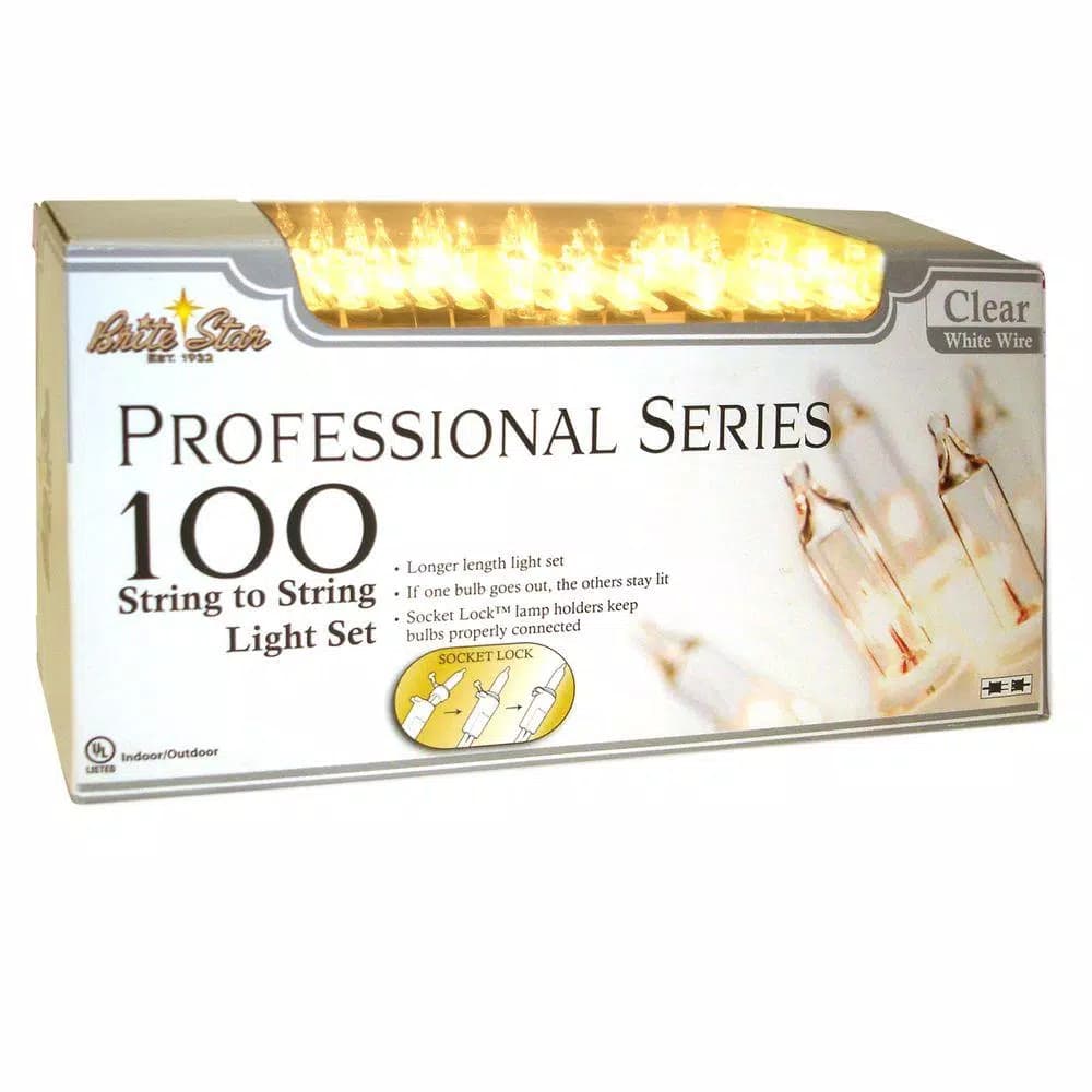 Unbranded Brite Star Professional Series 100-Light Clear Mini Light Set with White Wire (Set of 2)