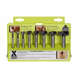RYOBI 8-Piece Forstner Bit Set with X-Wing Design and 3-Flat Shanks thumbnail 4