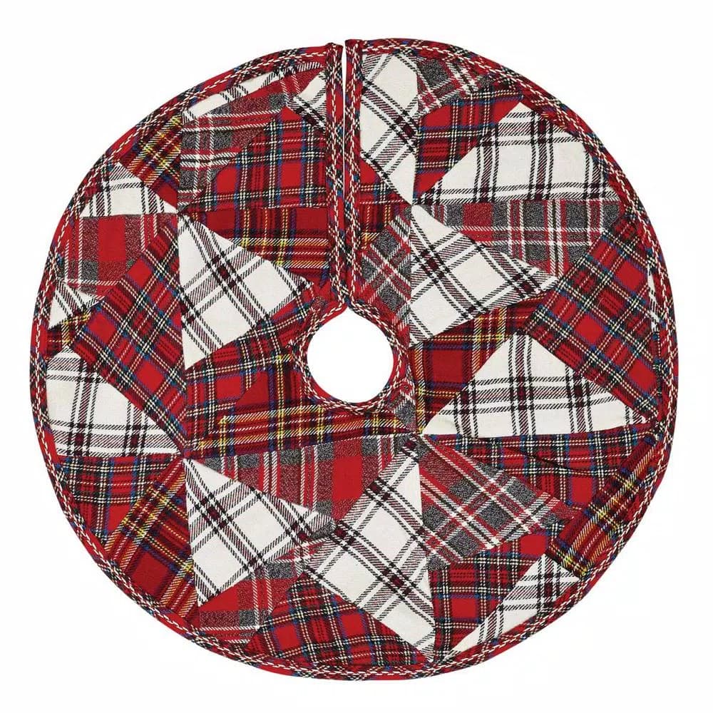 VHC Brands Peyton 21 in. Tomato Red Traditional Christmas Mini Tree Skirt