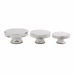 3R Studios Distressed White Metal Cake Stand Set of 3 - Country Cottage Style Pedestals thumbnail 1