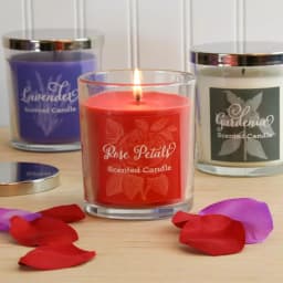 LUMABASE Floral Collection Scented Candles Set of 3 - Gardenia, Rose Petals, and Lavender - 10 oz Glass Jars thumbnail 4